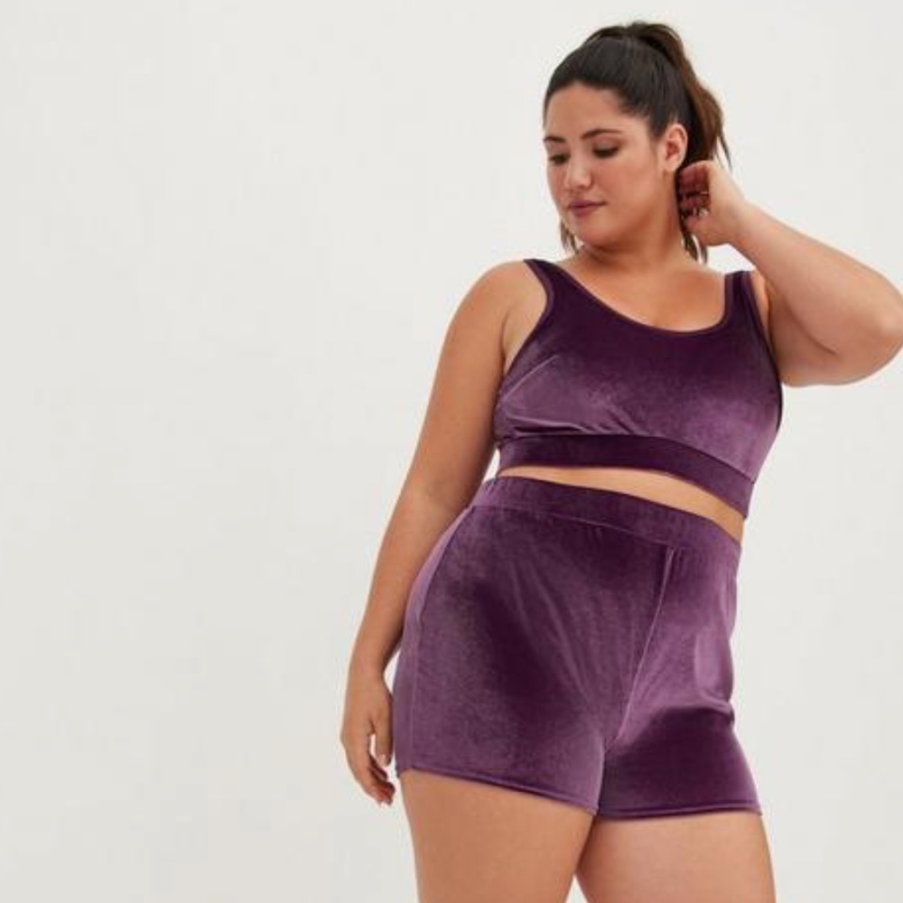 Torrid Lightly Lined Velour Scoop Bralette & High-Rise Shortie Panty